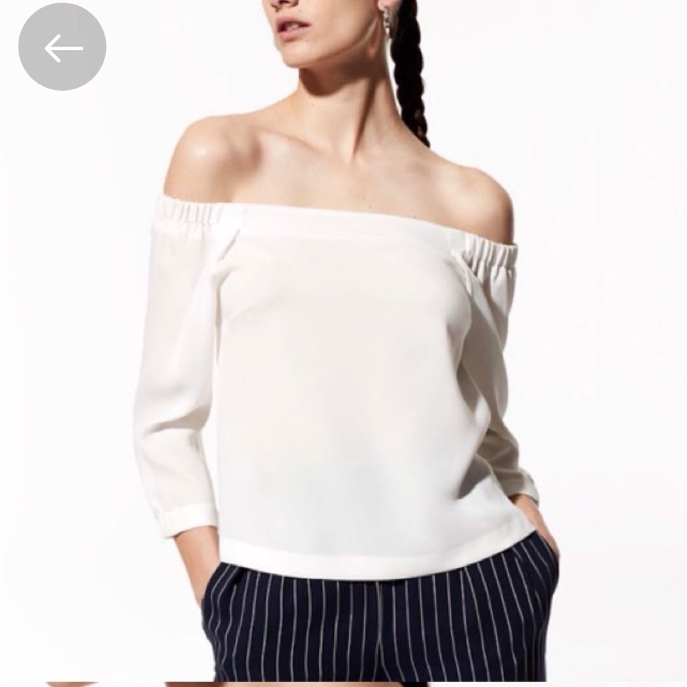Aritzia Babaton Rodrigo Blouse Off Shoulder White Blouse - Picture 6 of 15
